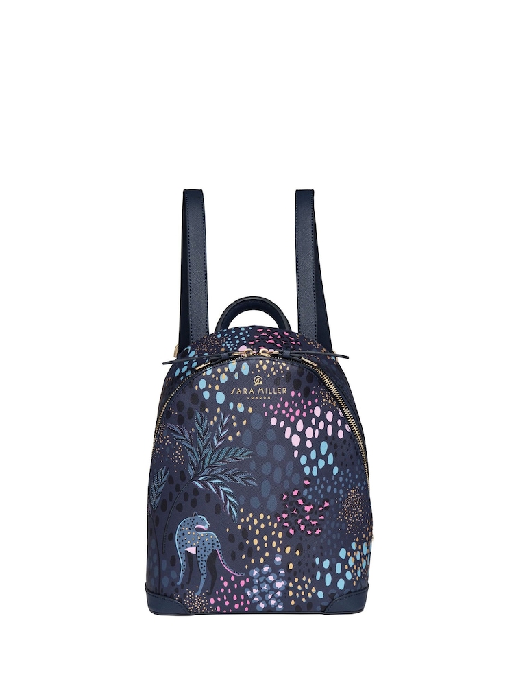 Sara Miller Blue Mini Midnight Leopard Backpack - Image 1 sur 5 Sara Miller Blue Mini Midnight Leopard Backpack - Image 1 sur 5