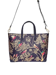Sara Miller Medium Tote Smokey Blue Birds Bag - Image 3 of 5