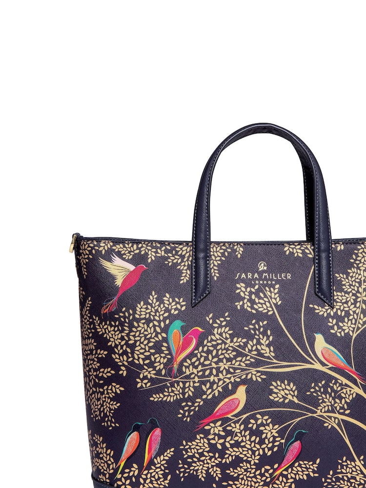 Sara Miller Medium Tote Smokey Blue Birds Bag - Image 5 of 5 Sara Miller Medium Tote Smokey Blue Birds Bag - Image 5 of 5
