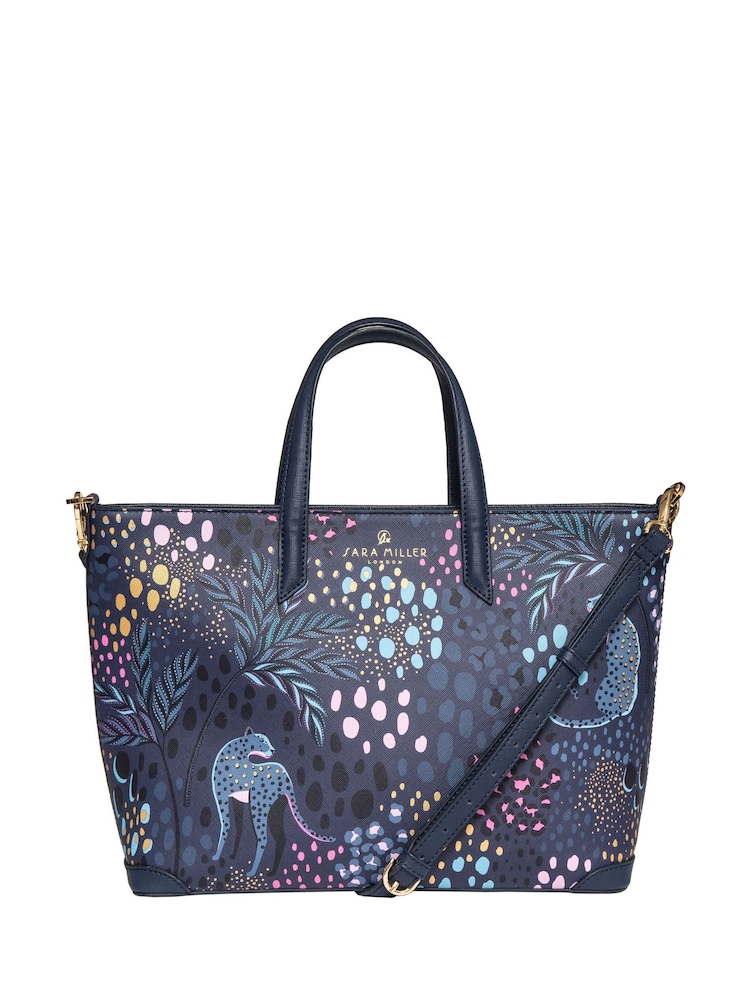 Sara Miller Blue Medium Tote Midnight Leopard Bag - صورة 1 من 5 Sara Miller Blue Medium Tote Midnight Leopard Bag - صورة 1 من 5