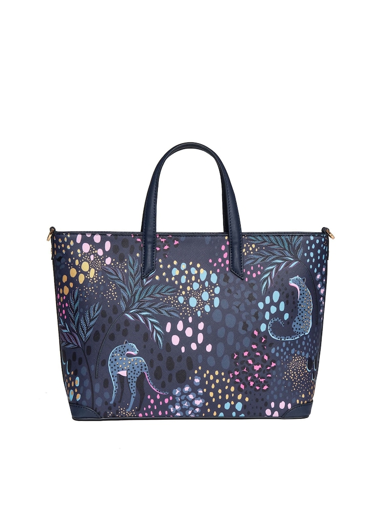 Sara Miller Blue Medium Tote Midnight Leopard Bag - صورة 2 من 5 Sara Miller Blue Medium Tote Midnight Leopard Bag - صورة 2 من 5