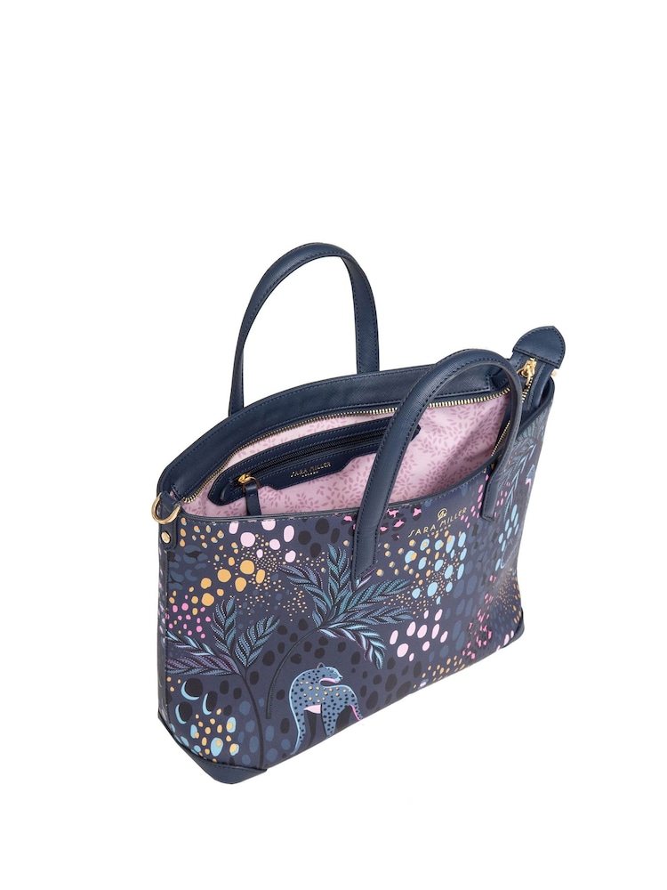 Sara Miller Blue Medium Tote Midnight Leopard Bag - صورة 5 من 5 Sara Miller Blue Medium Tote Midnight Leopard Bag - صورة 5 من 5