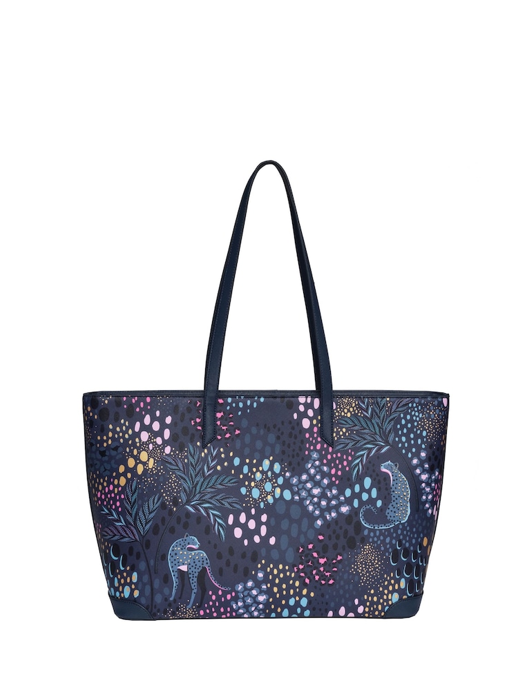 Sara Miller Blue Large Tote Midnight Leopard Bag - Image 2 of 4 Sara Miller Blue Large Tote Midnight Leopard Bag - Image 2 of 4
