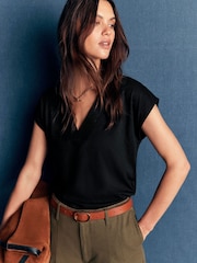 Boden Black Imi Supersoft V-neck T-Shirt - Image 4 of 5