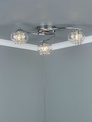 Dar Lighting Silver Elma 3 Light Semi Flush Fitting Ceiling Light - Image 1 of 4
