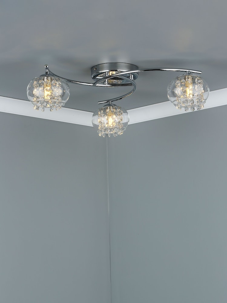 Dar Lighting Silver Elma 3 Light Semi Flush Fitting Ceiling Light - Image 1 of 4