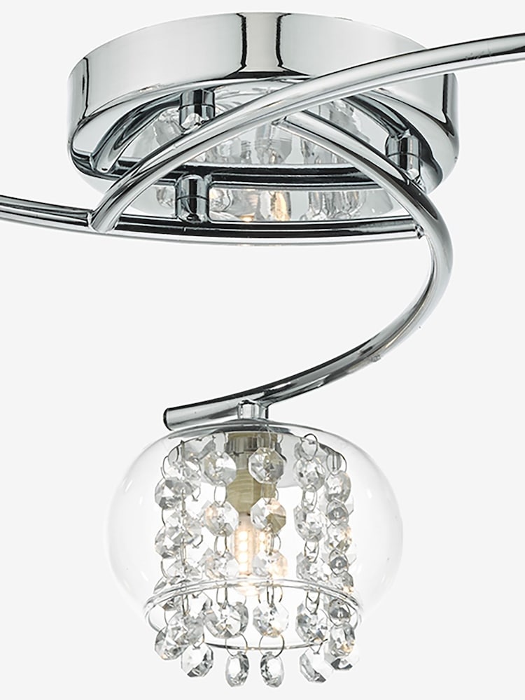 Dar Lighting Silver Elma 3 Light Semi Flush Fitting Ceiling Light - Image 2 of 4