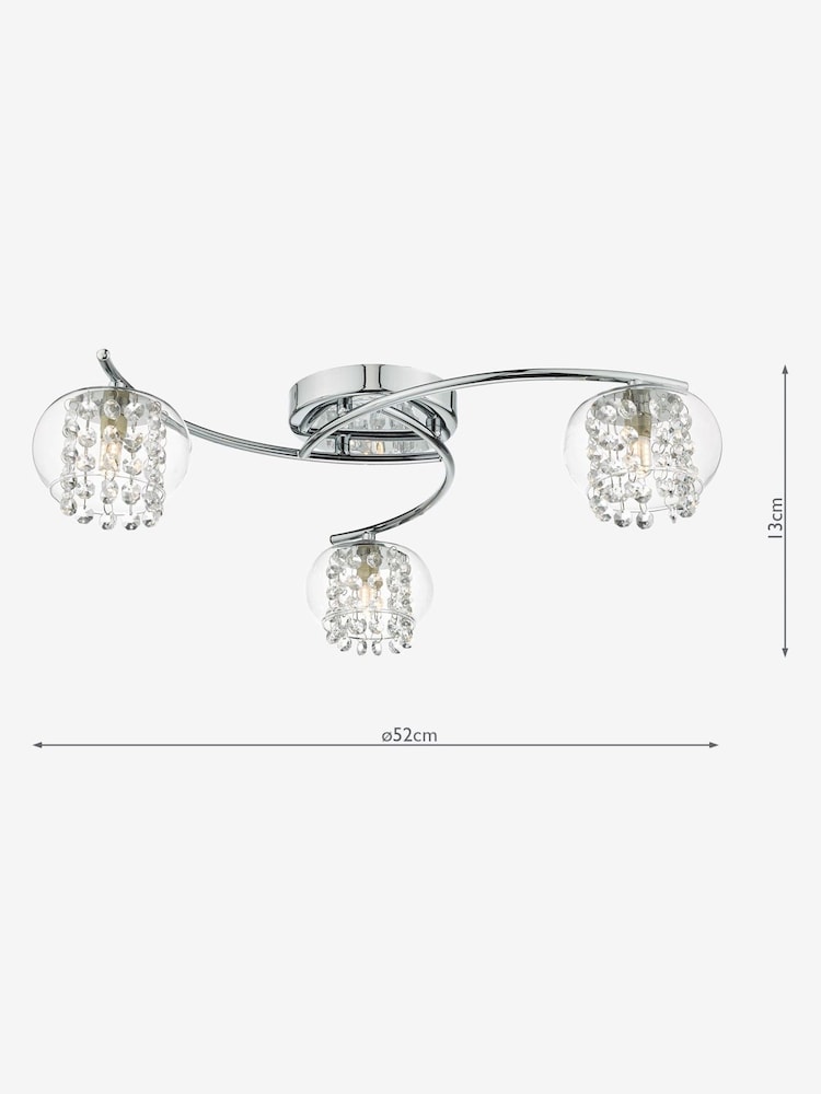 Dar Lighting Silver Elma 3 Light Semi Flush Fitting Ceiling Light - Image 4 of 4