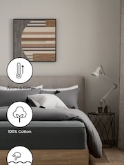 Charcoal Grey Brushed 100% Cotton Supersoft Deep Fitted Sheet - Image 2 of 5