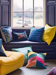 Navy Blue 50 x 50cm Velvet  Spot  Cushion - Image 2 of 5