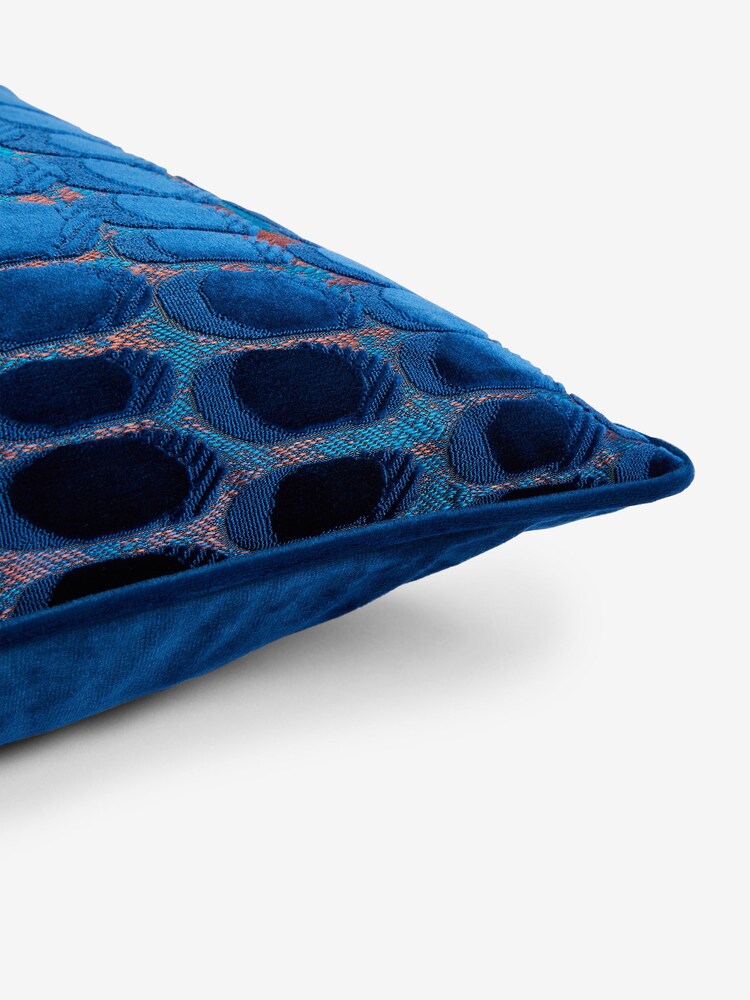 Navy Blue 50 x 50cm Velvet  Spot  Cushion - Image 5 of 5