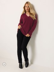 Rouge - Pull M&Co à Col V et couture sur le devant - Image 2 de 6