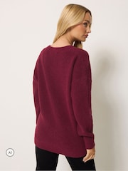 Rouge - Pull M&Co à Col V et couture sur le devant - Image 3 de 6