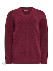 Rouge - Pull M&Co à Col V et couture sur le devant - Image 5 de 6