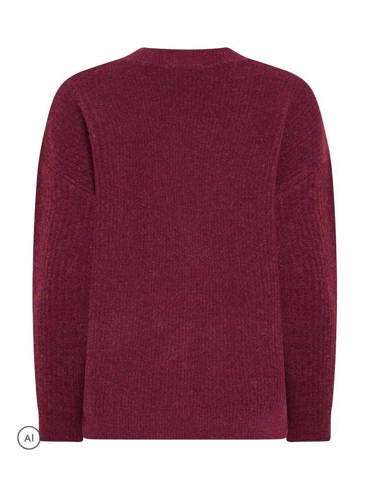 Rouge - Pull M&Co à Col V et couture sur le devant - Image 6 de 6