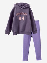 Cotton On Purple Sammy Hoodie & Fleece Legging Set - Image 1 of 7