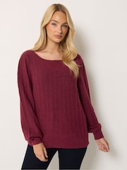 M&Co Purple Slash Neck Ribbed Jumper - Image 1 of 6