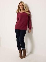M&Co Purple Slash Neck Ribbed Jumper - Image 2 of 6