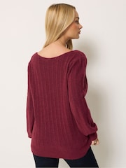 M&Co Purple Slash Neck Ribbed Jumper - Image 3 of 6