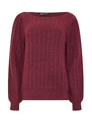 M&Co Purple Slash Neck Ribbed Jumper - Image 5 of 6