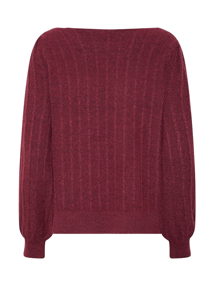 M&Co Purple Slash Neck Ribbed Jumper - Image 6 of 6