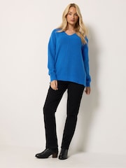 M&Co Blue V-Neck Front Seam Detail Jumper - Image 2 of 6