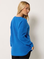 M&Co Blue V-Neck Front Seam Detail Jumper - Image 3 of 6