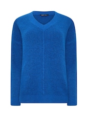 M&Co Blue V-Neck Front Seam Detail Jumper - Image 5 of 6