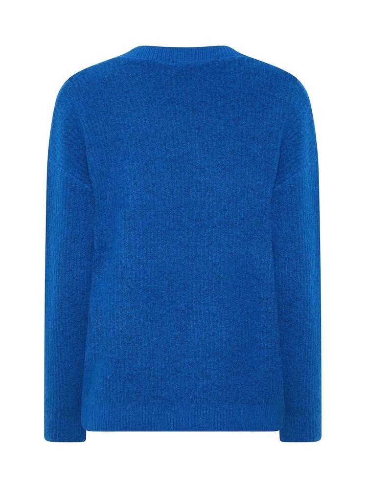 M&Co Blue V-Neck Front Seam Detail Jumper - Image 6 of 6