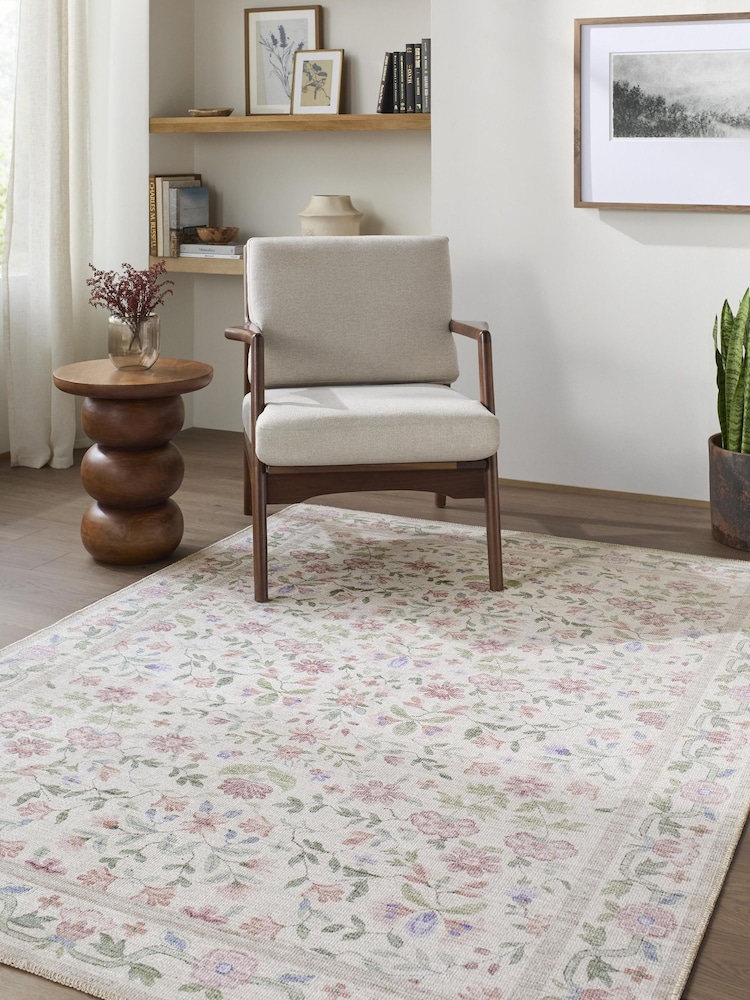 LIVABLISS Pink Thistle Floral Washable Rug - Image 1 of 8