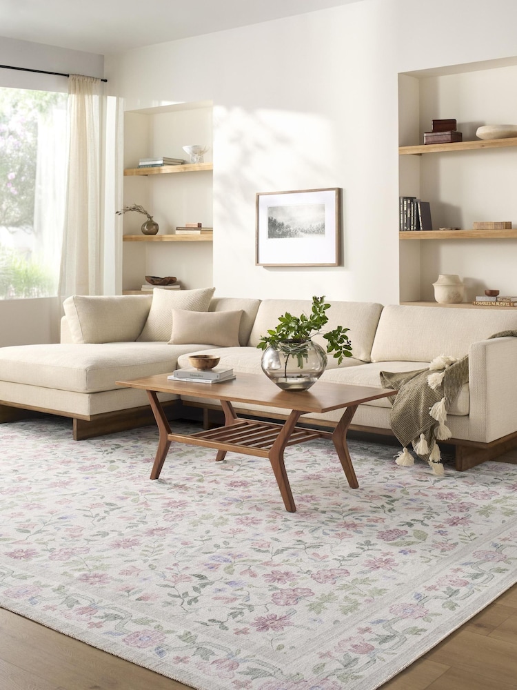 LIVABLISS Pink Thistle Floral Washable Rug - Image 2 of 8