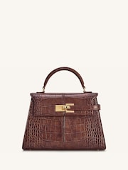 JW PEI Brown Elise Large Croc-Embossed Top Handle Bag - Image 1 of 4