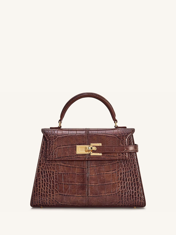 JW PEI Brown Elise Large Croc-Embossed Top Handle Bag - Image 1 of 4 JW PEI Brown Elise Large Croc-Embossed Top Handle Bag - Image 1 of 4