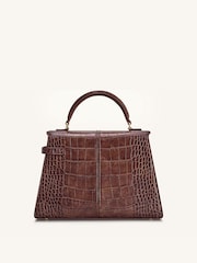 JW PEI Brown Elise Large Croc-Embossed Top Handle Bag - Image 2 of 4