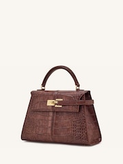 JW PEI Brown Elise Large Croc-Embossed Top Handle Bag - Image 4 of 4