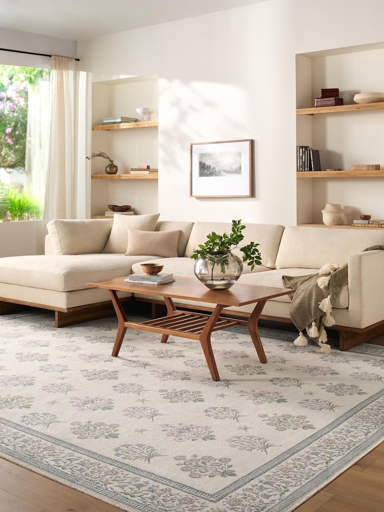 LIVABLISS Ivory Thistle Floral Washable Rug - Image 2 of 9