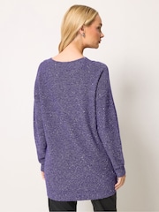 M&Co Purple V-Neck Sequin Tunic Jumper - Image 3 of 6