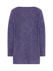 M&Co Purple V-Neck Sequin Tunic Jumper - Image 6 of 6