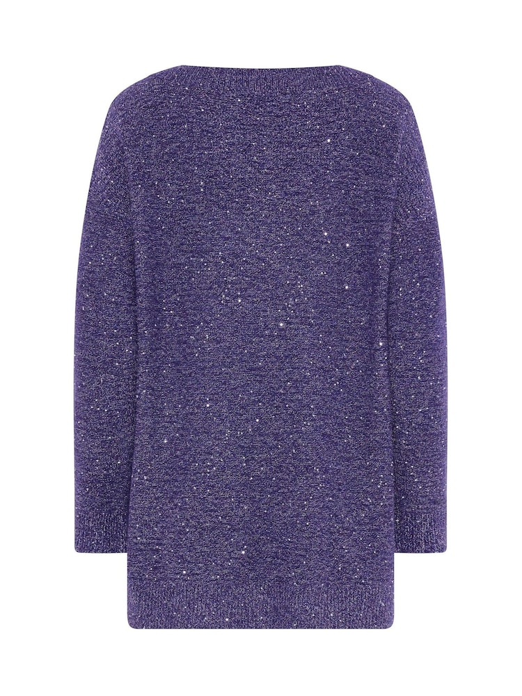 M&Co Purple V-Neck Sequin Tunic Jumper - Image 6 of 6 M&Co Purple V-Neck Sequin Tunic Jumper - Image 6 of 6