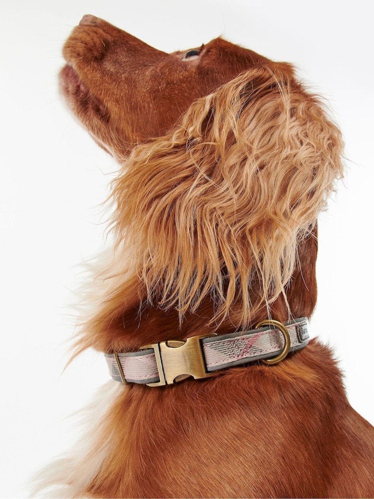 Barbour® Pink Reflective Tartan Dog Collar - Image 1 of 6