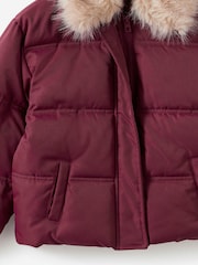 Cotton On Red Fur Puffer Jacket - Image 2 of 3