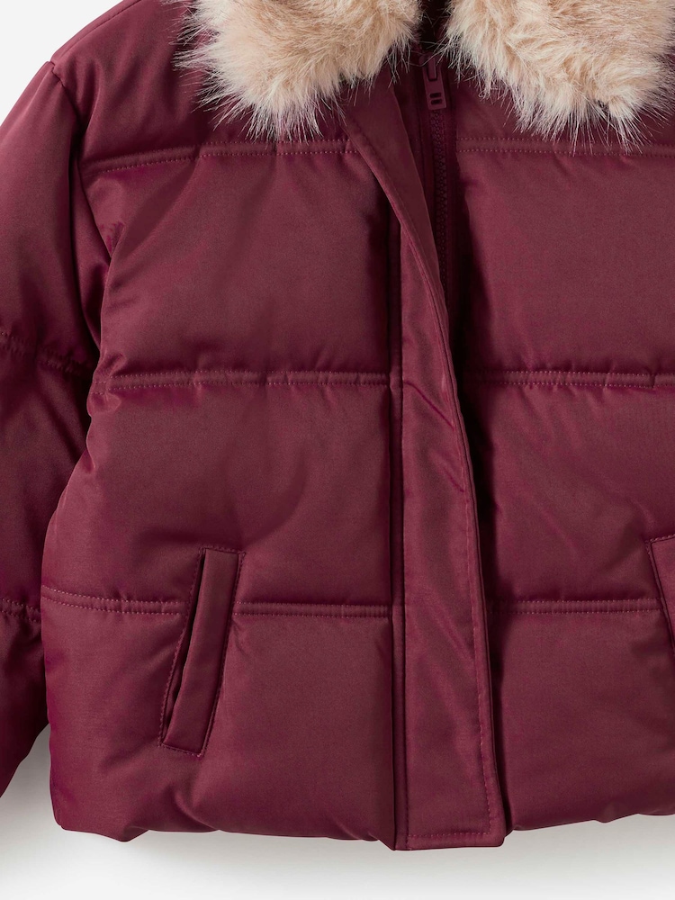 Cotton On Red Fur Puffer Jacket - Image 2 of 3 Cotton On Red Fur Puffer Jacket - Image 2 of 3