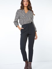 Roman Black Long Tapered Leg Stretch Trousers - Image 1 of 4