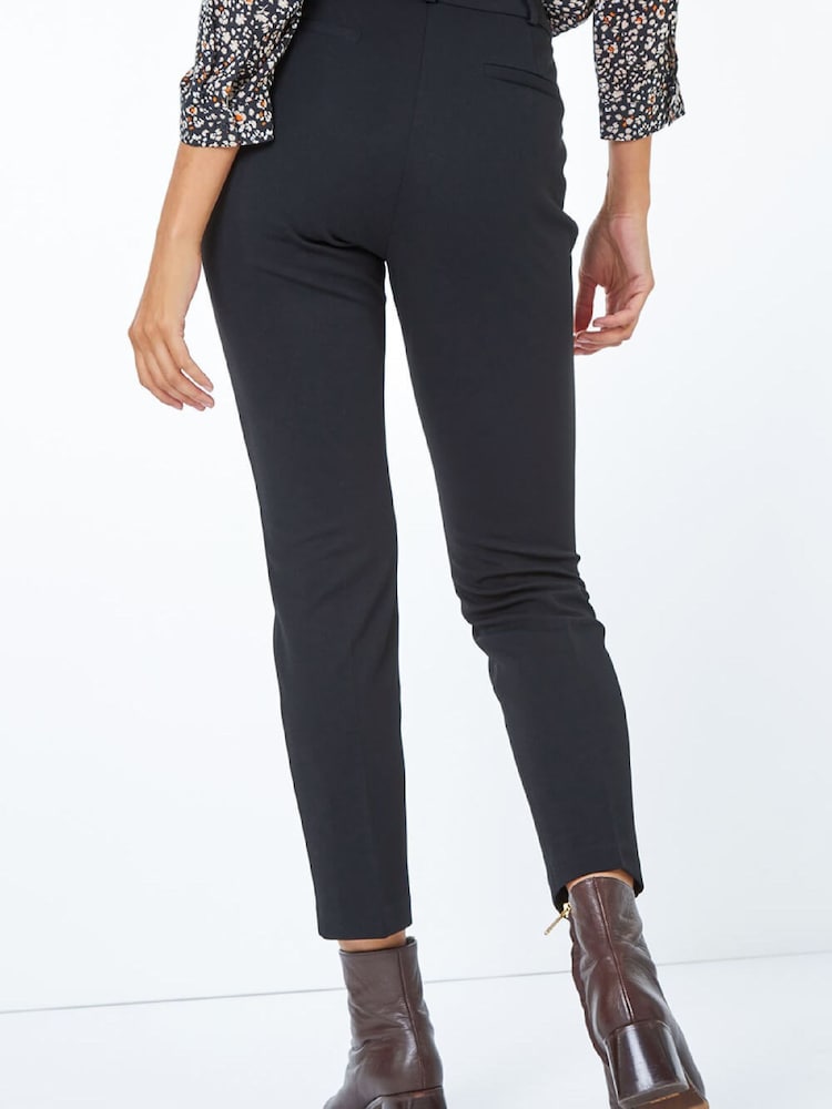 Roman Black Long Tapered Leg Stretch Trousers - Image 4 of 4