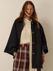 Monsoon Black Claudie Cape Coat - Image 1 of 4