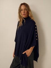 Monsoon Blue Bae Button Cape Poncho - Image 1 of 4