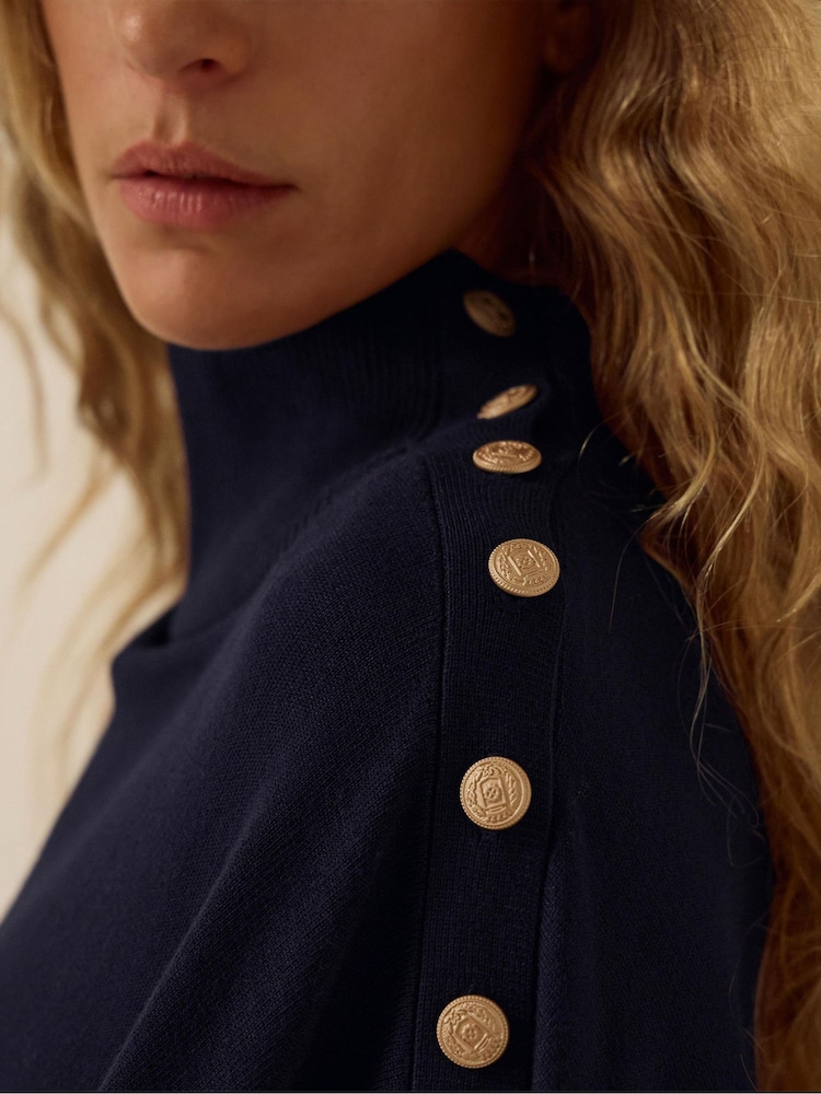 Monsoon Blue Bae Button Cape Poncho - Image 2 of 4 Monsoon Blue Bae Button Cape Poncho - Image 2 of 4
