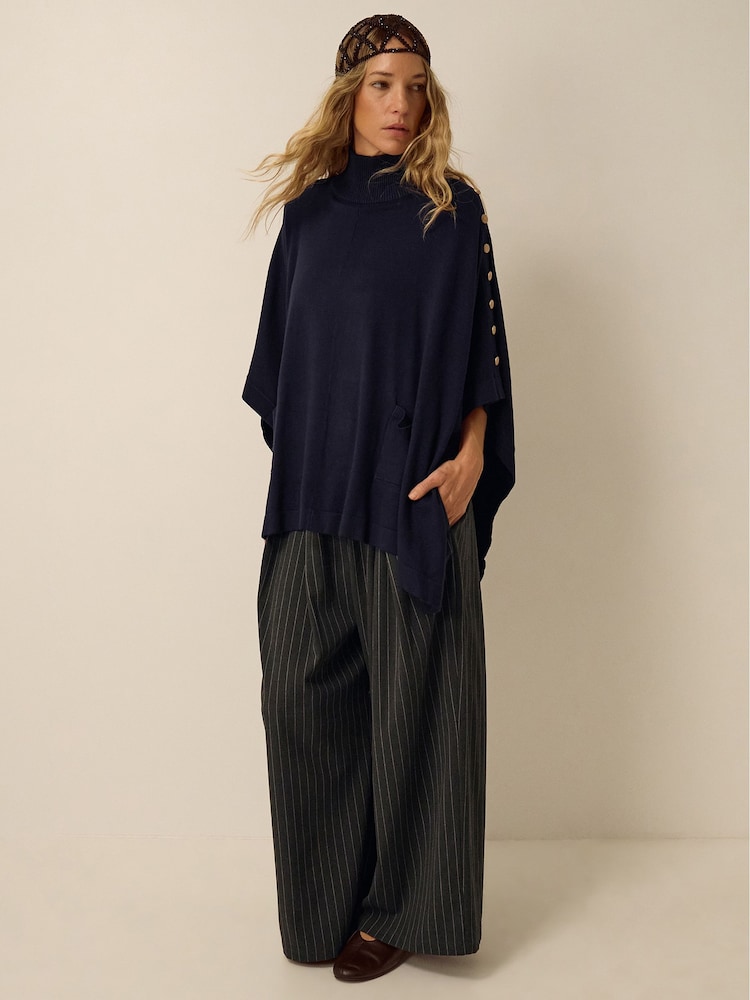 Monsoon Blue Bae Button Cape Poncho - Image 4 of 4 Monsoon Blue Bae Button Cape Poncho - Image 4 of 4