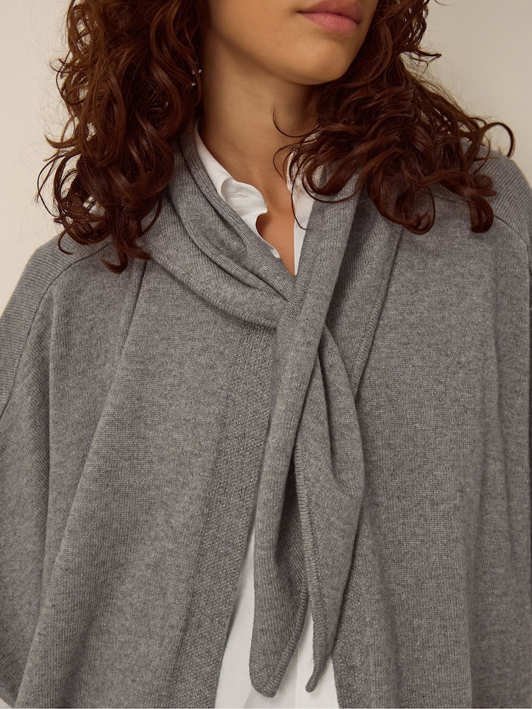 Monsoon Grey Samia Knitted Scarf Cape - Image 2 of 5 Monsoon Grey Samia Knitted Scarf Cape - Image 2 of 5