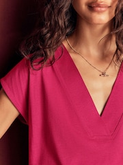 Boden Red Imi Supersoft V-neck T-Shirt - Image 2 of 5